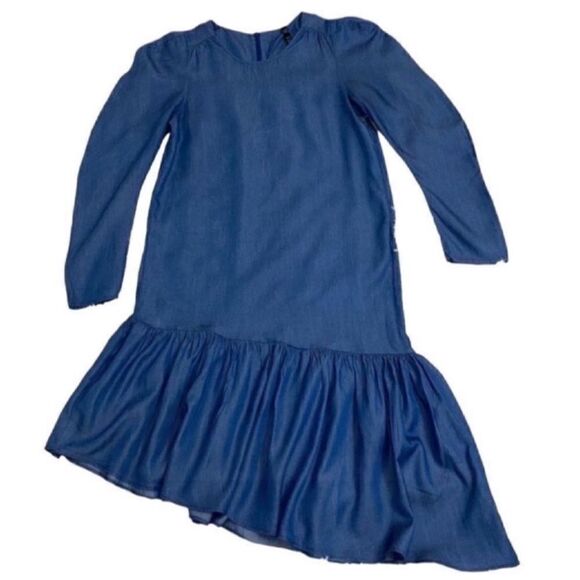 Zara Asymmetrical Ruffle Puff Sleeve Denim
Dress (Size XS) - Picture 2 of 6